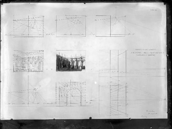 Riproduzione di disegno. Studio prospettico di Elena Andreoli - scenografia