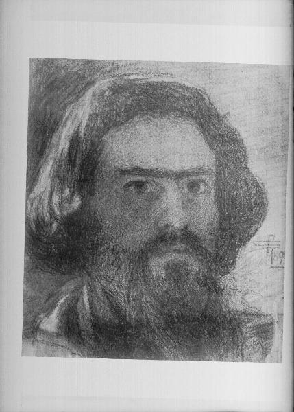 Riproduzione di opera d'arte. Disegno: Autoritratto di Giovanni Segantini