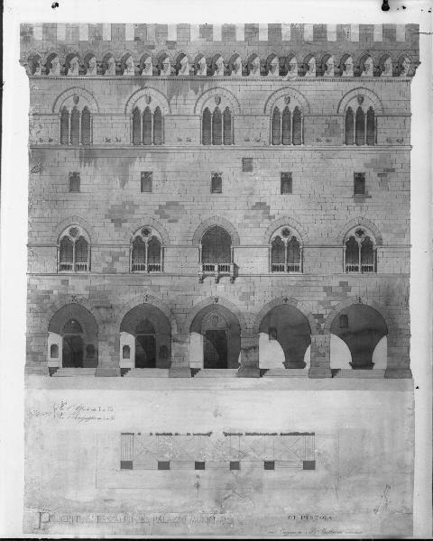 Riproduzione di disegno. Pistoia - Progetto di restauro del Palazzo Municipale