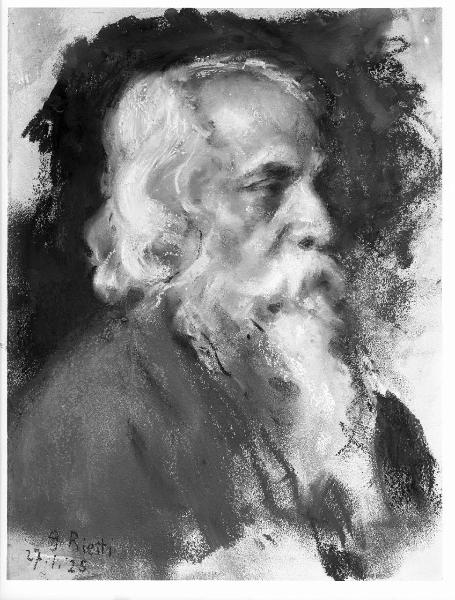 Riproduzione di opera d'arte. Dipinto di Arturo Rietti: "Ritratto di Rabindranath Tagore"