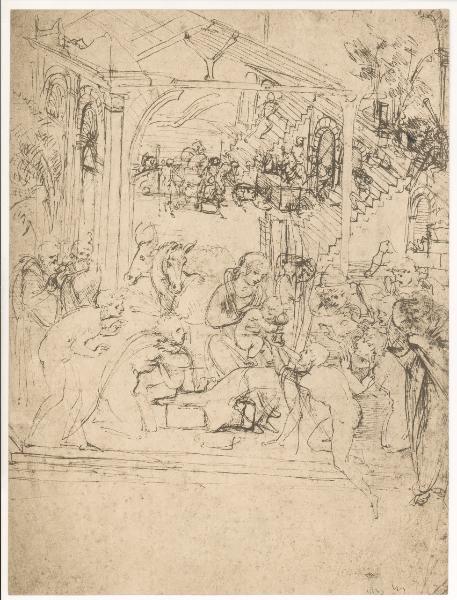 Disegno - Studio per l'Adorazione dei Magi - Leonardo da Vinci - Parigi - Museo del Louvre - inv. RF 1978 recto