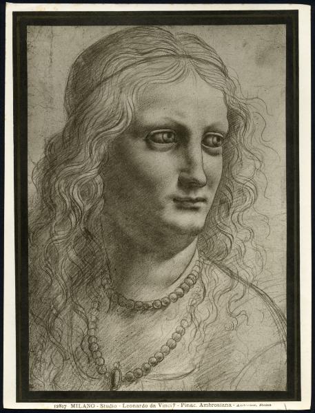 Disegno - Testa di donna con collana di perle - Maestro della Pala Sforzesca - Milano - Biblioteca Ambrosiana - inv. F 263 inf. n. 77