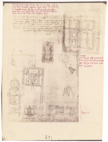 Disegno - Schema urbanistico di città del tipo a fuso (progetto del palazzo di Romorantin) - Leonardo da Vinci - Milano - Biblioteca Ambrosiana - Codice Atlantico