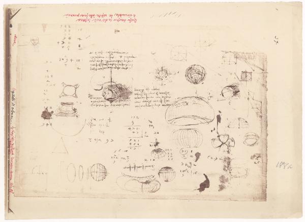 Disegno - Studi astronomici e capitelli di colonna - Leonardo da Vinci - Milano - Biblioteca Ambrosiana - Codice Atlantico