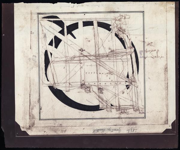 Disegno - Studio per la fusione del monumento a Francesco Sforza - Leonardo da Vinci - Milano - Biblioteca Ambrosiana - Codice Atlantico