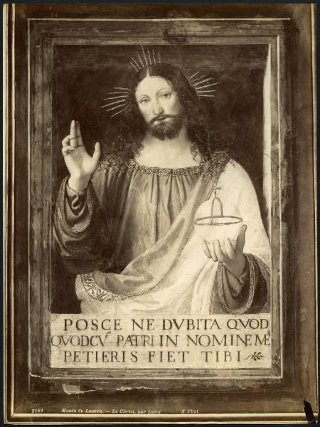 Dipinto murale - Cristo benedicente - Bernardino Luini - Parigi - Museo del Louvre (da Milano - Oratorio di Greco Milanese)