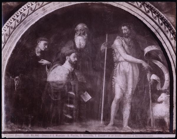 Dipinto murale - Alessandro Bentivoglio con S. Stefano, S. Benedetto e S. Giovanni Battista - Bernardino Luini - Milano - Chiesa di S. Maurizio al Monastero Maggiore