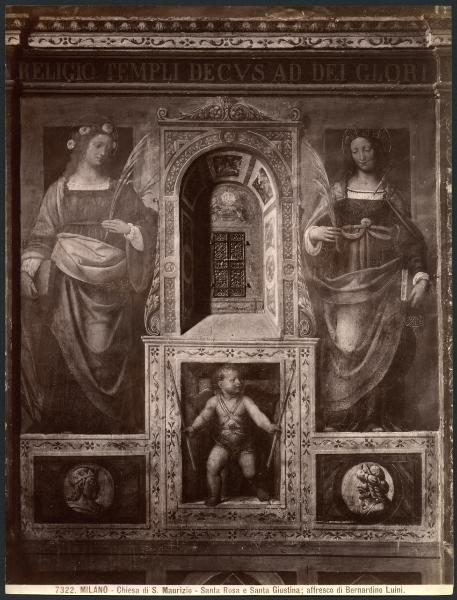 Dipinto murale - S. Cecilia, angelo con due ceri e S. Orsola - Bernardino Luini - Milano - Chiesa di S. Maurizio al Monastero Maggiore