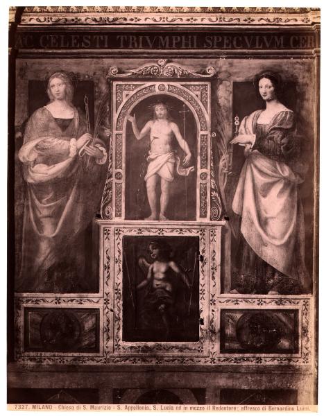 Dipinto murale - S. Apollonia, Cristo Eucaristico e S. Lucia - Bernardino Luini - Milano - Chiesa di S. Maurizio al Monastero Maggiore