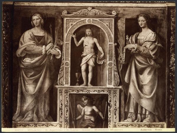 Dipinto murale - Sant'Apollonia, Cristo fons vitae, Santa Lucia - Bernardino Luini - Milano - Chiesa di San Maurizio al Monastero Maggiore, tramezzo