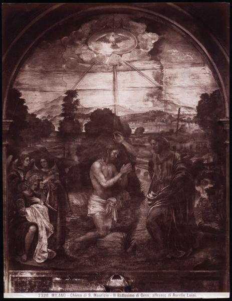 Dipinto murale - Battesimo di Cristo - Pittore lombardo metà XVI sec. - Milano - Chiesa di S. Maurizio al Monastero Maggiore - Cappella Carreto