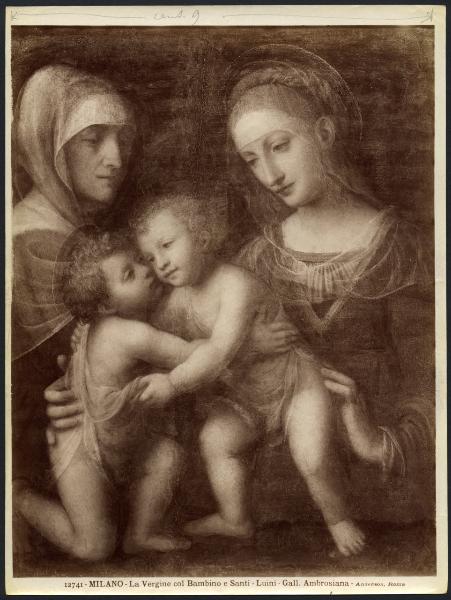 Dipinto - Madonna con Bambino con S. Anna e S. Giovannino - Bernardino Luini - Milano - Pinacoteca Ambrosiana