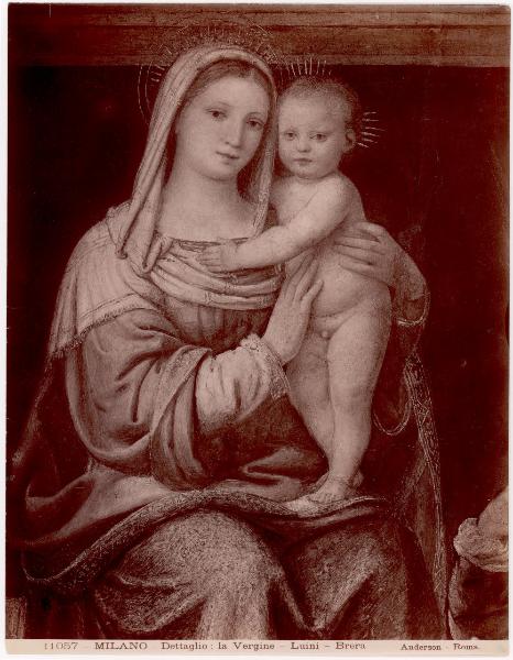 Dipinto murale - Madonna con Bambino, S. Antonio Abate e S. Barbara - Particolare della Madonna con Bambino - Bernardino Luini - Milano - Museo della Scienza e della Tecnica (da Milano - Chiesa di Santa Maria di Brera)