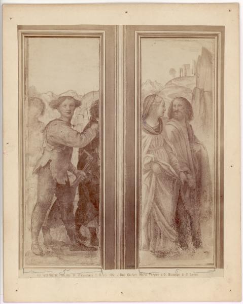 Dipinto murale - Storie della Vergine e di San Giuseppe - Particolare di S. Giuseppe e la Vergine dopo le nozze - Bernardino Luini - Milano - Pinacoteca di Brera (da Milano - Chiesa di Santa Maria della Pace - Cappella di San Giuseppe)