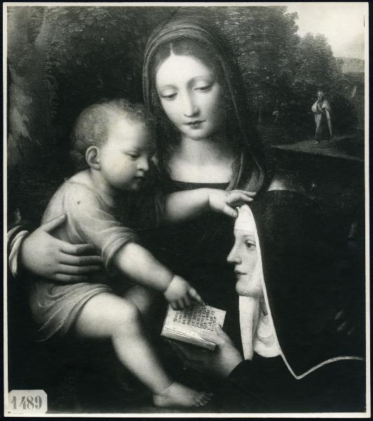 Dipinto - Madonna con Bambino e suor Alessandra Bentivoglio - Bernardino Luini - Napoli - Museo Filangeri