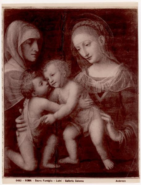 Dipinto - Madonna con Bambino, S. Giovannino e S. Anna - Bernardino Luini - Roma - Galleria Colonna