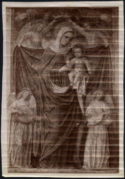 Pittura murale - affresco - Bergognone - Madonna con Bambino incoronata da due angeli e due angeli musicanti - Milano - Pinacoteca di Brera