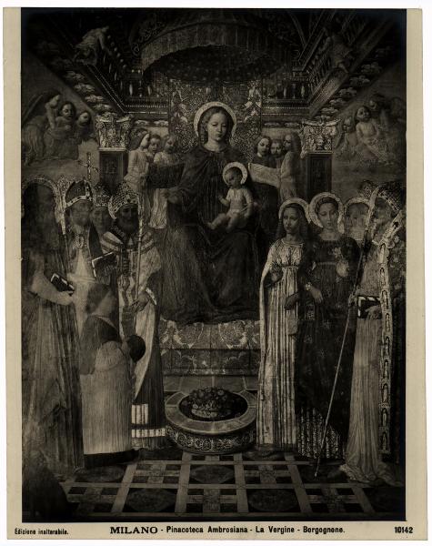 Dipinto - Madonna in trono, angeli e Santi - Ambrogio Bergognone - Milano - Pinacoteca Ambrosiana