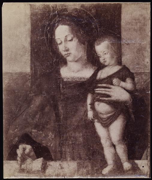 Dipinto - Madonna con Bambino - Pittore lombardo veneto del principio del XVI sec.