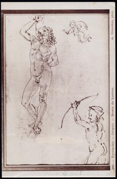 Disegno - Studi: San Sebastiano, angelo e arciere - Francesco di Simone Ferrucci (già Andrea Verrocchio) - Parigi - Museo del Louvre - Dipartimento di arti grafiche - RF 452 verso