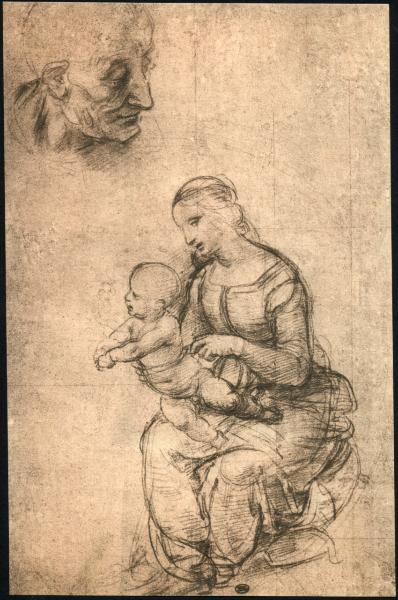 Disegno - Madonna col Bambino e San Giuseppe studio per la Sacra famiglia della National Gallery di Edimburgo - Raffaello Sanzio - Parigi - Louvre - Dipartimento di arti grafiche - Inv. 3861