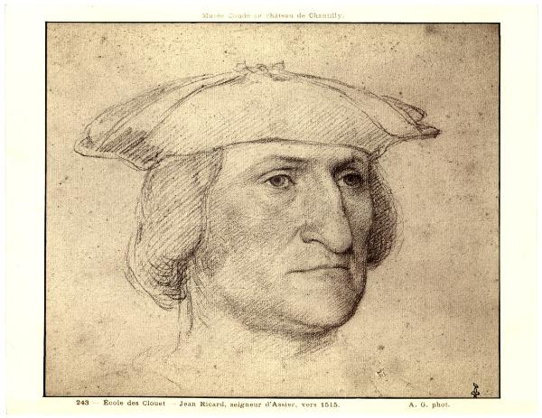 Disegno - Ritratto di Jacques Ricard, detto Galiot, signore d'Assier - Jean Clouet - Chantilly - Musée Condé - Inv. 93