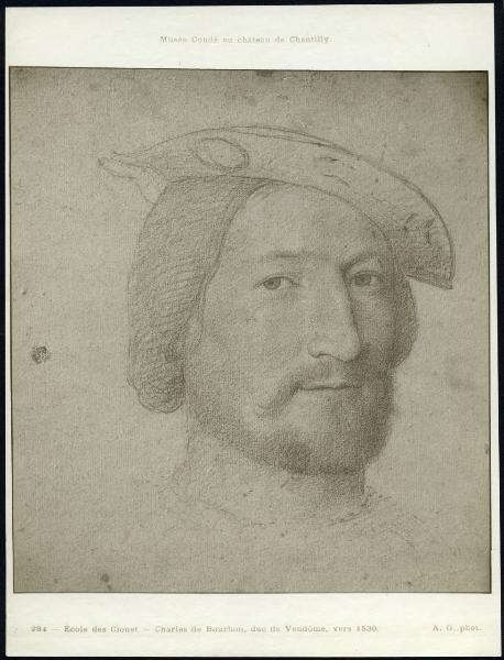 Disegno - Ritratto presunto di Charles de Bourbon, duca di Vendome - Jean Clouet - Chantilly - Musée Condé - Inv. 102