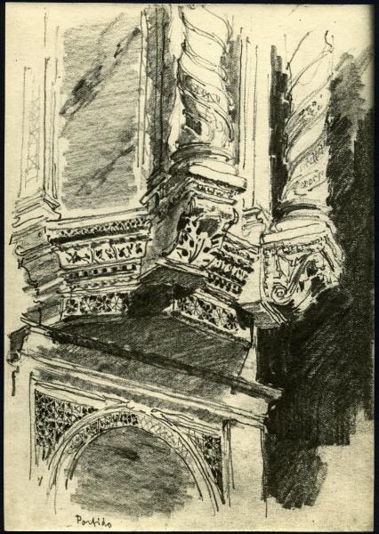 Disegno - Roma (?) - Chiesa non identificata - Pulpito - Particolare - Giuseppe Mentessi