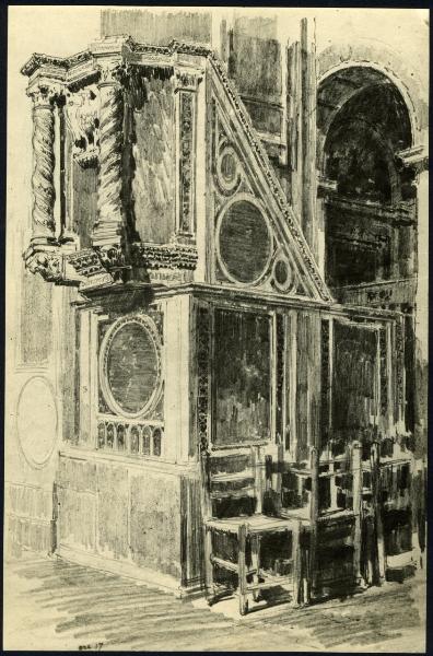 Disegno - Roma (?) - Chiesa non identificata - Pulpito - Particolare - Giuseppe Mentessi