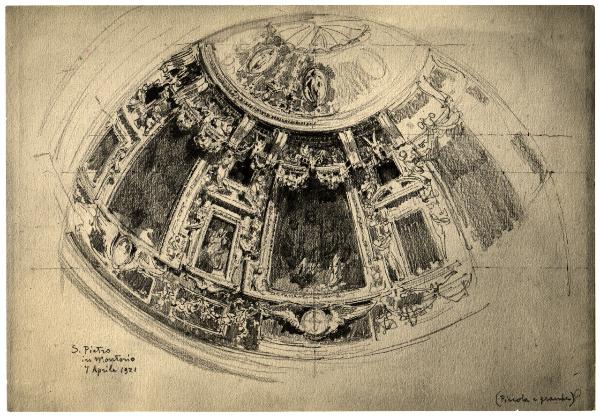 Disegno - Roma - San Pietro in Montario - Particolare della cupola - Giuseppe Mentessi