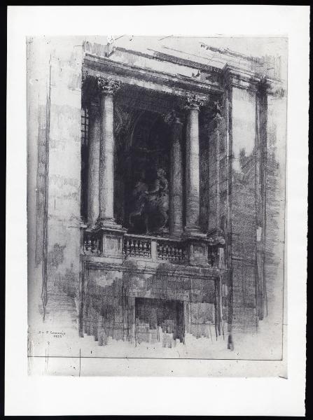 Disegno - Roma (?) - Edificio - Particolare delle colonne - Giuseppe Mentessi