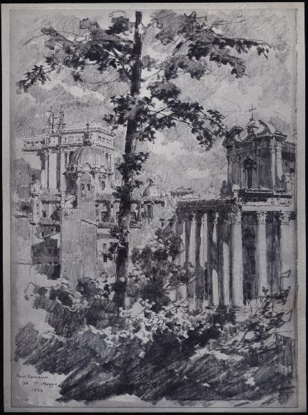 Disegno - Roma - Foro romano - Giuseppe Mentessi