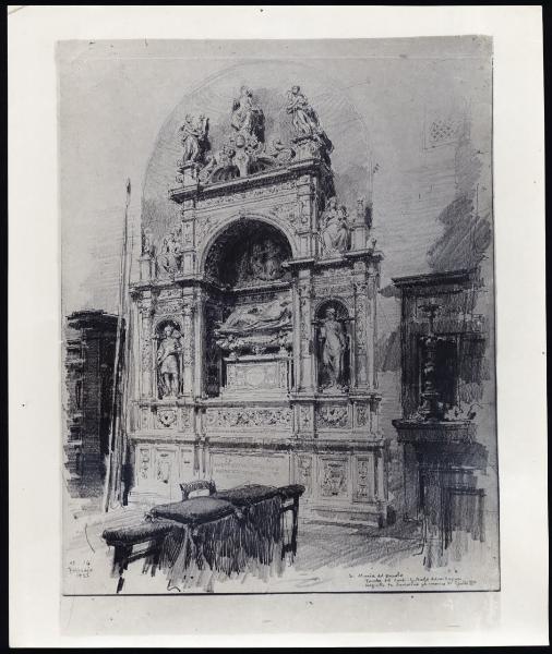 Disegno - Roma - Santa Maria del Popolo - Tomba del Cardinale della Rovere - Giuseppe Mentessi