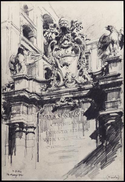 Disegno - Roma - San Pietro in Vaticano - Particolare - Giuseppe Mentessi