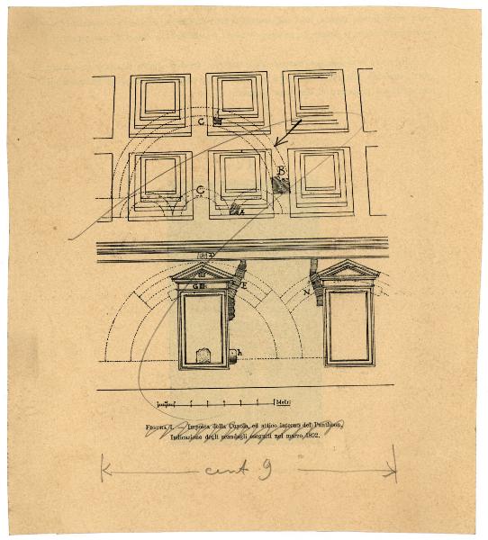 Disegno - Roma - Pantheon - Imposta della cupola ed attico interno - Indicazione degli scandagli eseguiti nel marzo 1892.