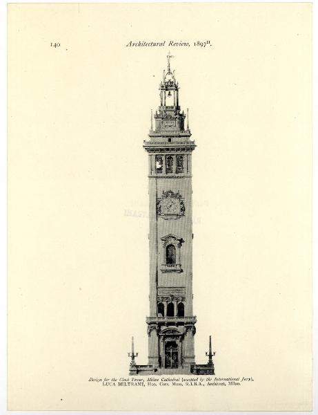 Disegno - Progetto di campanile per il Duomo di Milano - Luca Beltrami