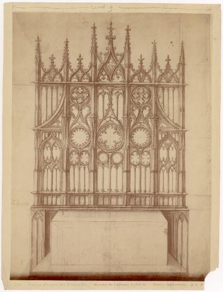 Disegno - Studio di una boiserie d'altare in stile gotico - Antonio Pisano detto Pisanello - Paris - Musée du Louvre - Département des Arts graphiques - Fonds des dessins et miniatures - Codice Vallardi - Inv 2525, recto