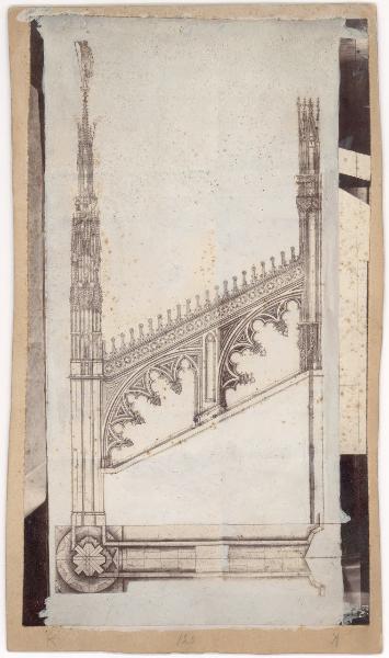 Disegno - Studio di guglie e contrafforte per il Duomo di Milano, XVI secolo - Cristoforo Lombardo (attr.) - Milano - Biblioteca Ambrosiana