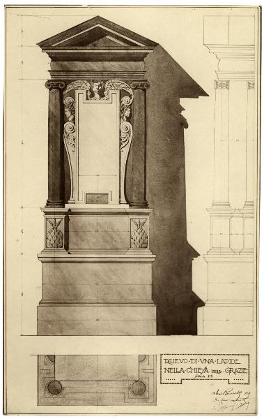 Disegno - Rilievo - Lapide di Santa Maria delle Grazie a Milano