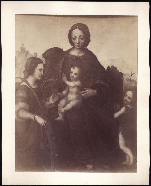 Dipinto - Matrimonio mistico di Santa Caterina d'Alessandria con San Giovannino - Albertino Piazza - Bergamo - Accademia Carrara