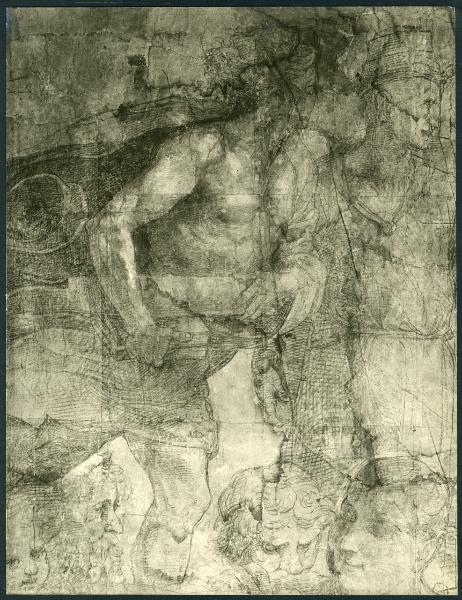 Disegno - La Scuola di Atene - Particolare delle figure dei filosofi all'estrema sinistra - Raffaello Sanzio - Milano - Pinacoteca Ambrosiana