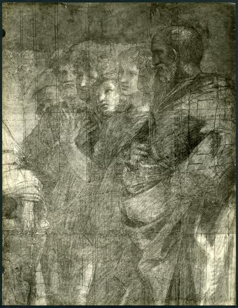 Disegno - La Scuola di Atene - Particolare delle figure accanto ad Aristotele - Raffaello Sanzio - Milano - Pinacoteca Ambrosiana