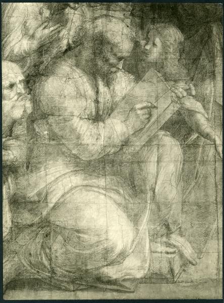 Disegno - La Scuola di Atene - Particolare di Pitagora con il figlio - Raffaello Sanzio - Milano - Pinacoteca Ambrosiana