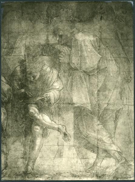 Disegno - La Scuola di Atene - Particolare delle figure dei matematici a destra - Raffaello Sanzio - Milano - Pinacoteca Ambrosiana