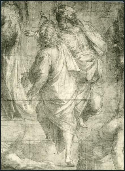 Disegno - La Scuola di Atene - Particolare delle figure dei matematici a destra - Raffaello Sanzio - Milano - Pinacoteca Ambrosiana