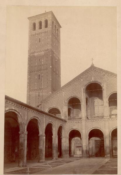 Milano - Basilica di Sant'Ambrogio - Facciata, quadriportico, campanile dei canonici