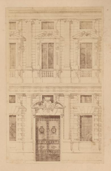 Disegno - Palazzo Marino a Milano - Facciata verso piazza della Scala - Cancello d'ingresso.