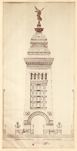 Disegno - Progetto per il monumento alle Cinque Giornate di Milano - Luca Beltrami