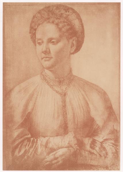 Disegno - Ritratto di dama - Leonardo o Pontormo o Bronzino (?) - Firenze - Galleria degli Uffizi - Gabinetto Disegni e Stampe - Inv. 414 F