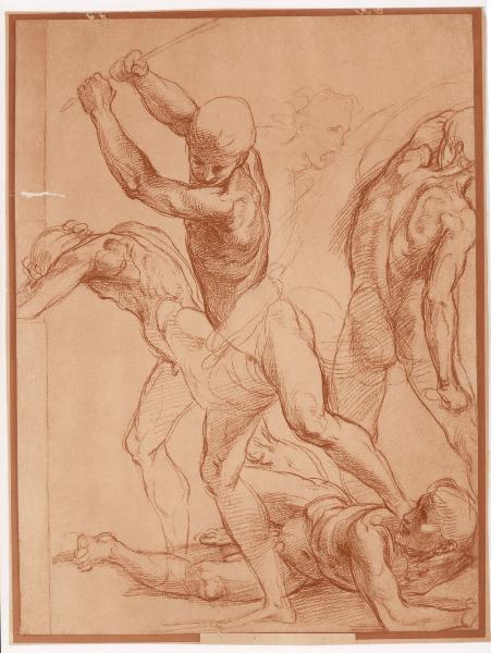 Disegno - Combattimento di uomini nudi - Raffaello Santi - Oxford - Ashmolean Musem - Drawings collection - Western Art Drawings, WA1846.193 (recto)